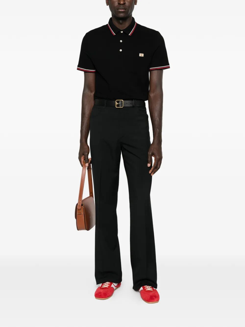 Valentino Garavani Men Cotton Piqué Polo Shirt With Vlogo Patch VALENTINO GARAVANI