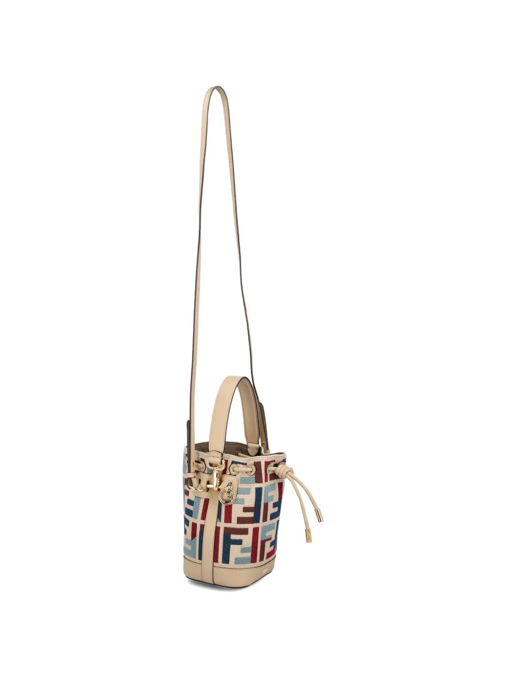 Fendi Women Mon Tresor Multicolor Ff Embroidery Canvas Mini Bucket Bag FENDI