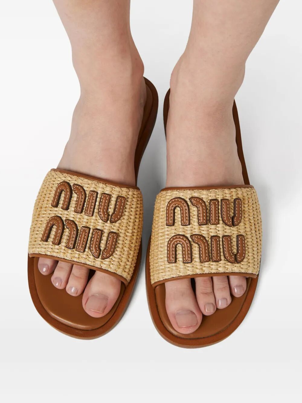 Miu Miu Women Canvas And Leather Slides MIU MIU