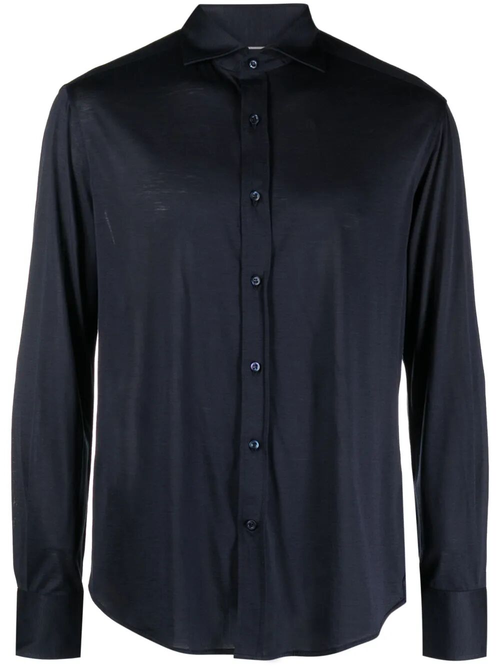 Brunello Cucinelli Men Silk And Cotton Jersey Shirt With Spread Collar BRUNELLO CUCINELLI
