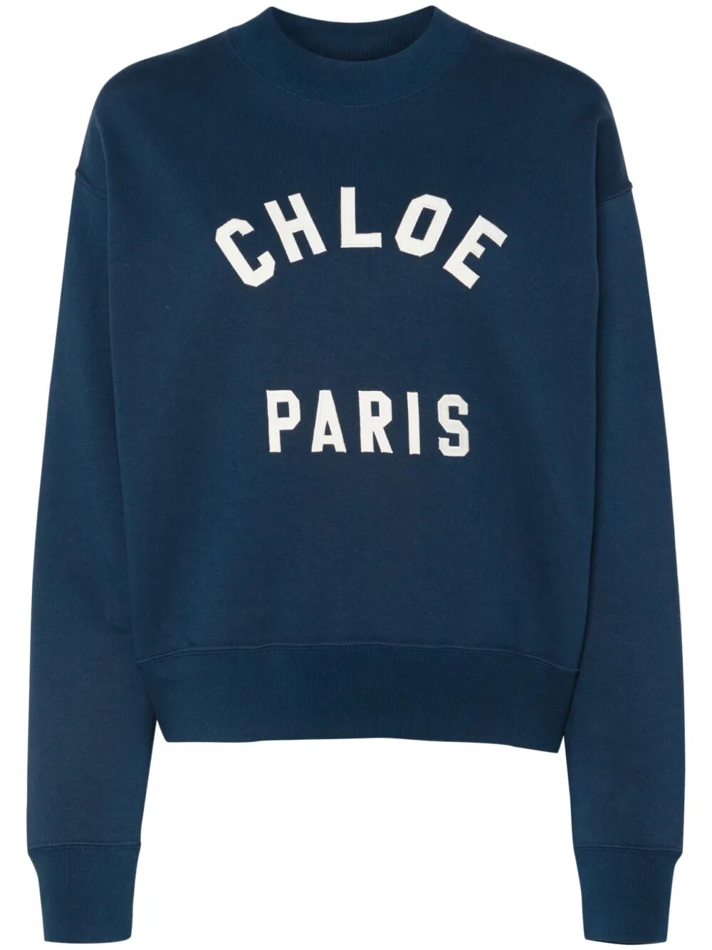 Chloe Women Mock-Neck Cotton Fleece Logo Sweater
