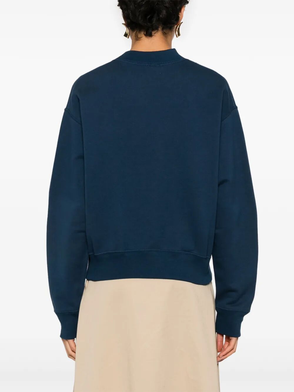 Chloe Women Mock-Neck Cotton Fleece Logo Sweater