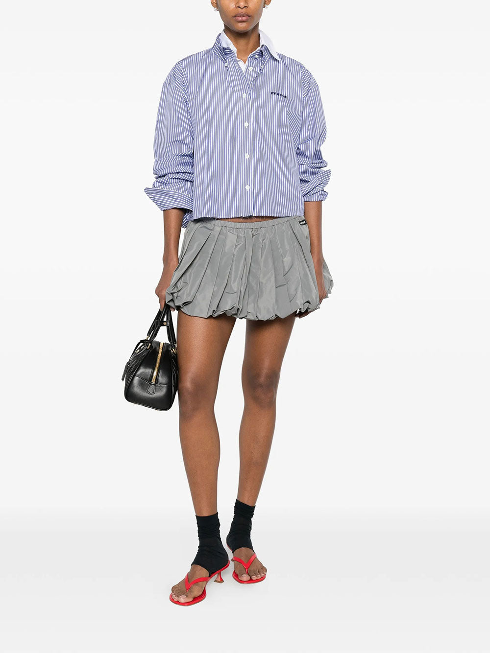 Miu Miu Women Micro Pinstripe Poplin Shirt MIU MIU