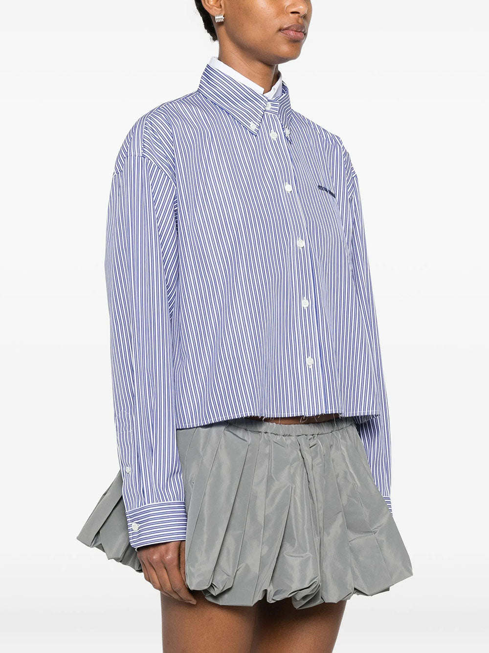 Miu Miu Women Micro Pinstripe Poplin Shirt MIU MIU