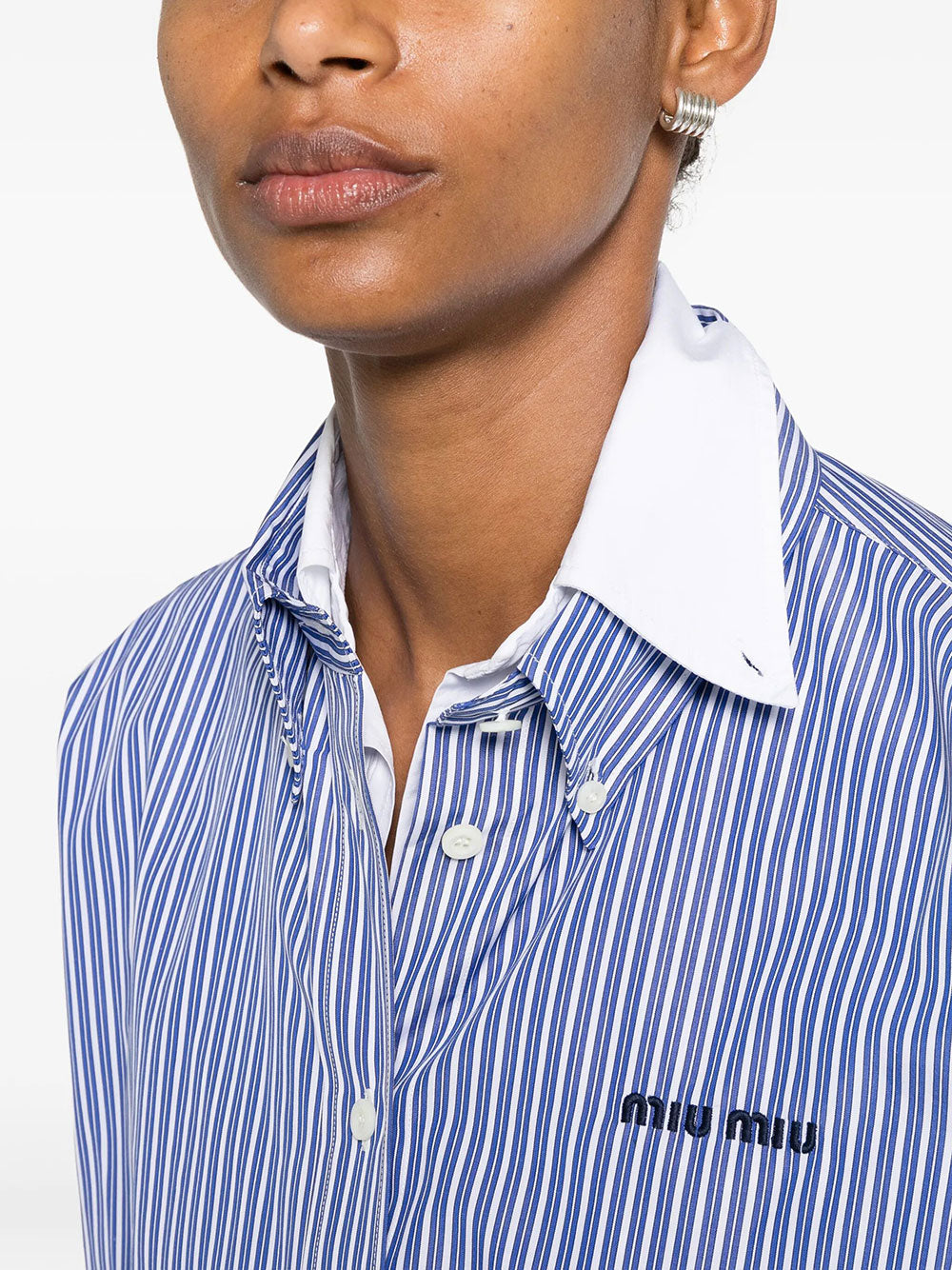 Miu Miu Women Micro Pinstripe Poplin Shirt MIU MIU