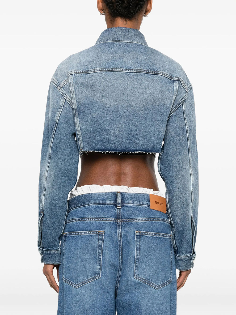 Miu Miu Women Cropped Washed Denim Jacket MIU MIU
