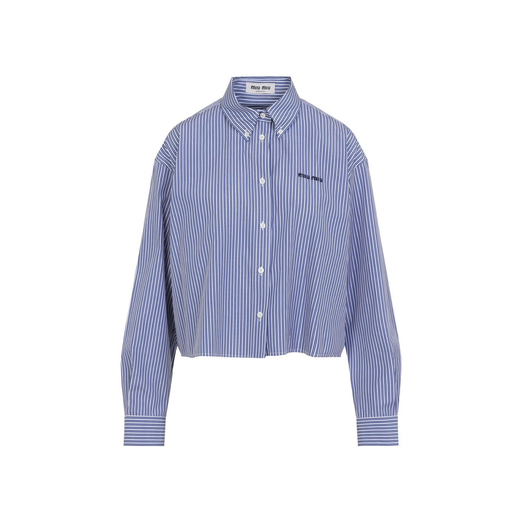 Miu Miu Striped Cropped Shirt Women MIU MIU