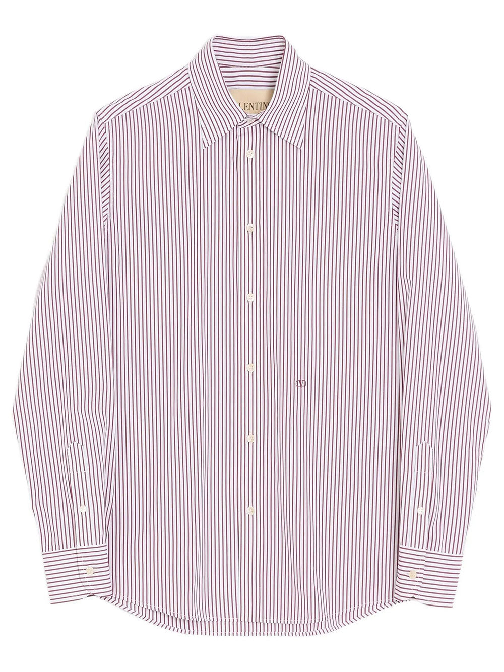 Valentino Garavani Men Valentino Cotton Poplin Striped Shirt With Vlogo Embroidery VALENTINO GARAVANI