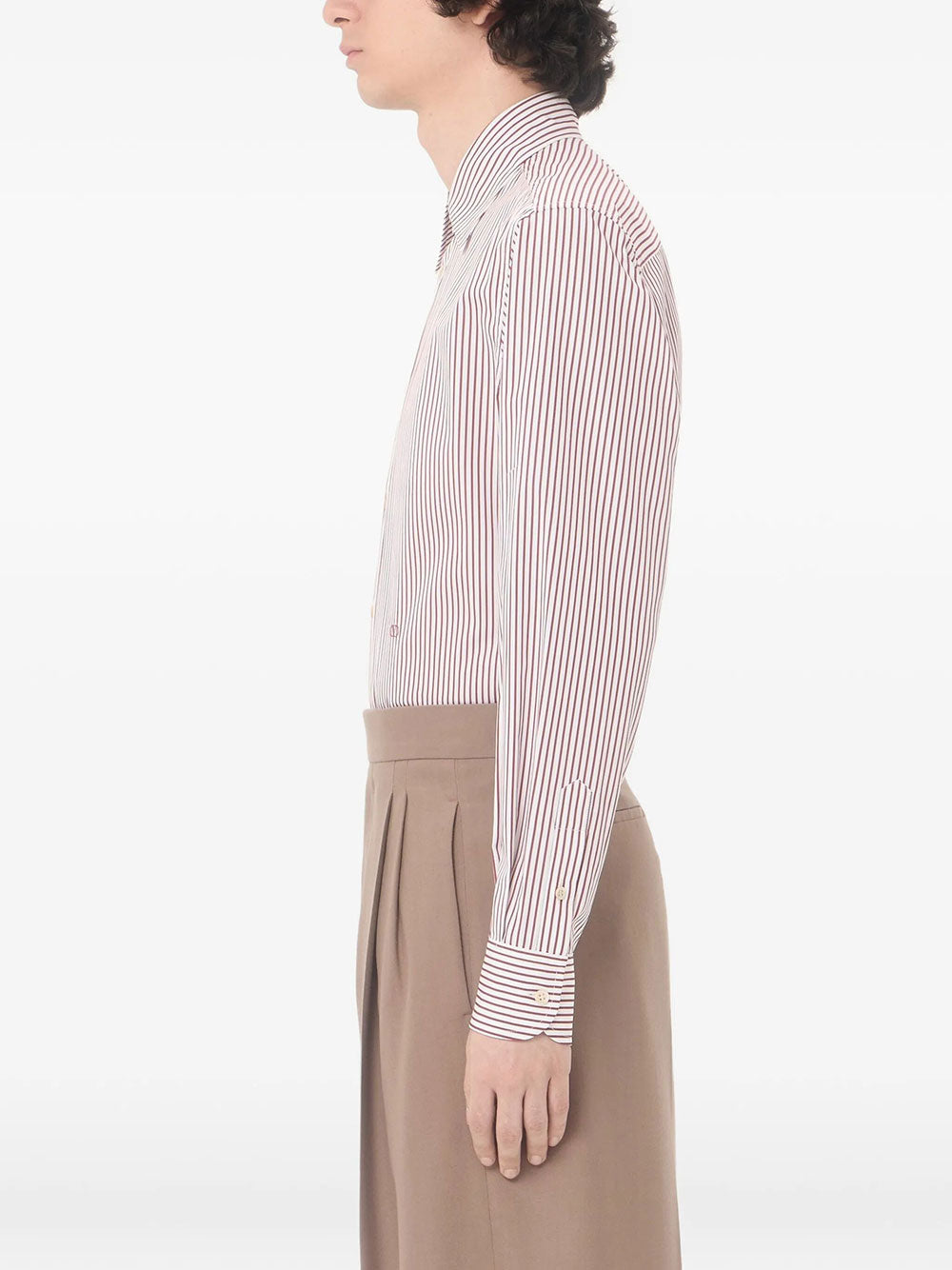 Valentino Garavani Men Valentino Cotton Poplin Striped Shirt With Vlogo Embroidery VALENTINO GARAVANI