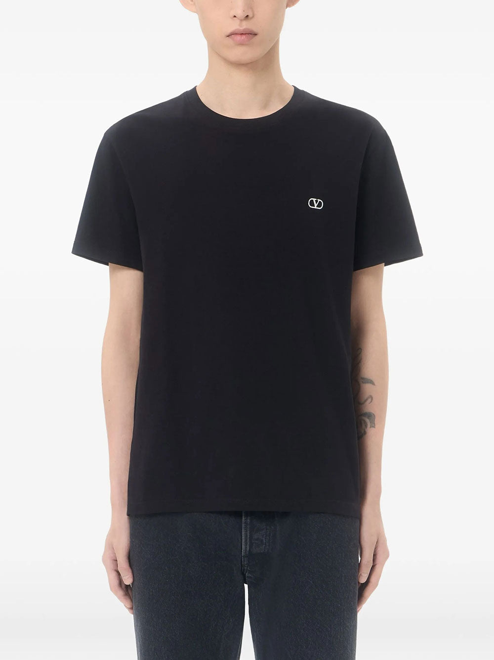 Valentino Garavani Men Valentino Cotton T-Shirt With Vlogo Embroidery VALENTINO GARAVANI