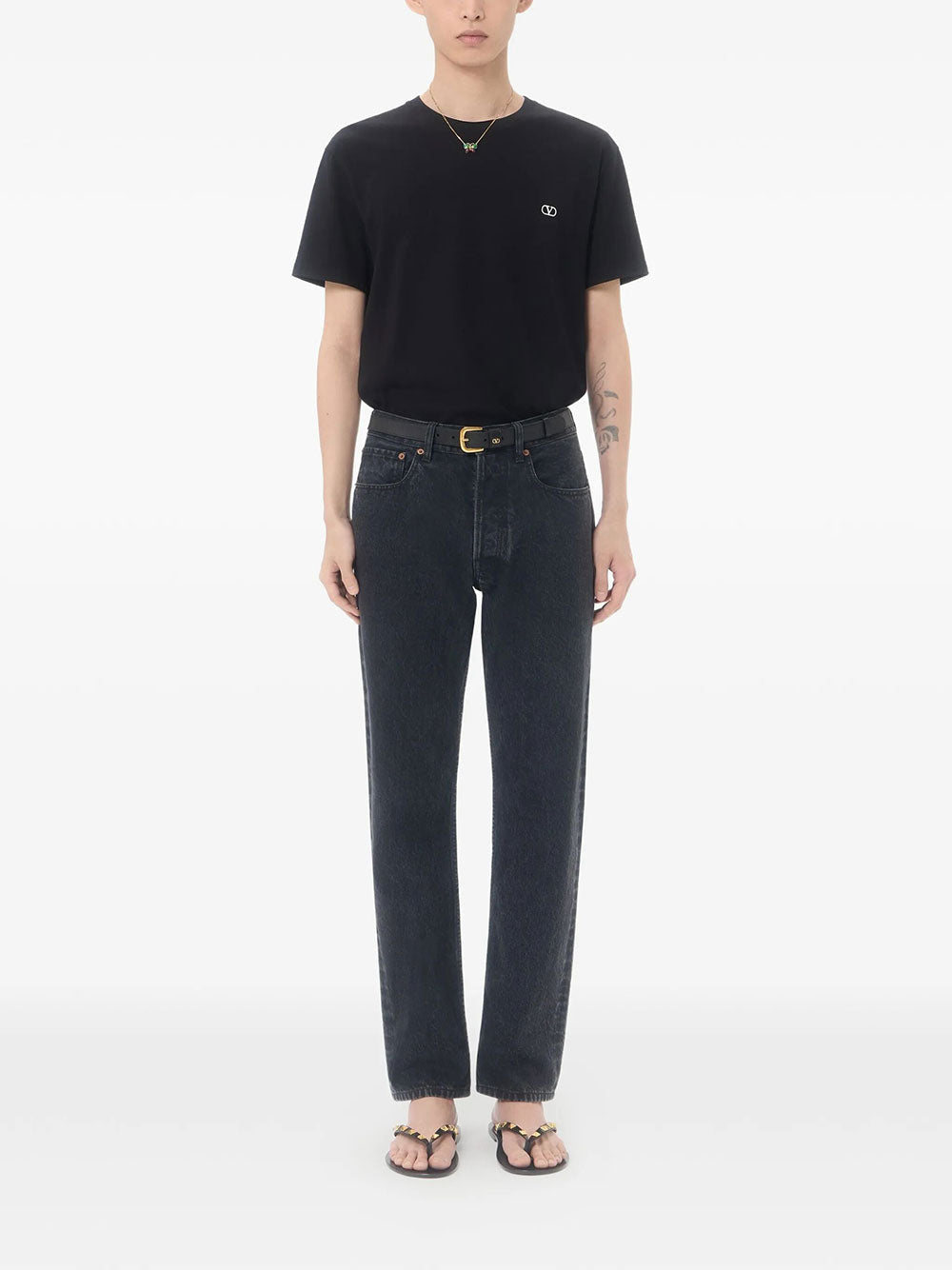 Valentino Garavani Men Valentino Cotton T-Shirt With Vlogo Embroidery VALENTINO GARAVANI