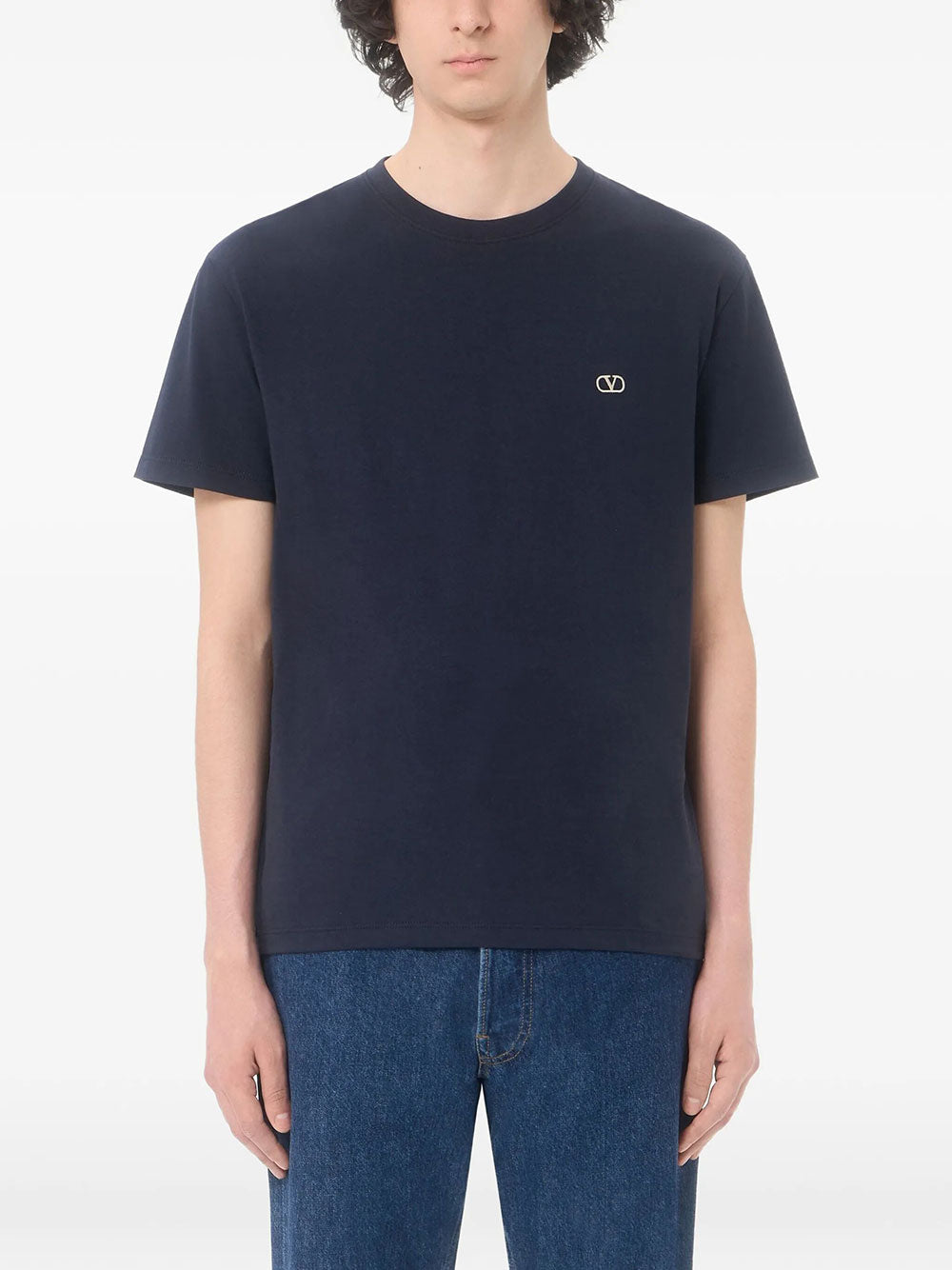 Valentino Garavani Men Valentino Cotton T-Shirt With Vlogo Embroidery VALENTINO GARAVANI