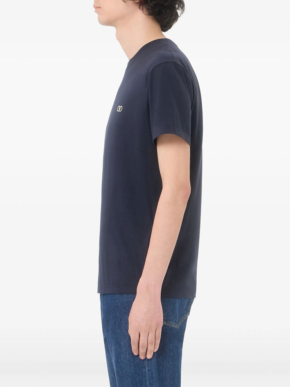 Valentino Garavani Men Valentino Cotton T-Shirt With Vlogo Embroidery VALENTINO GARAVANI