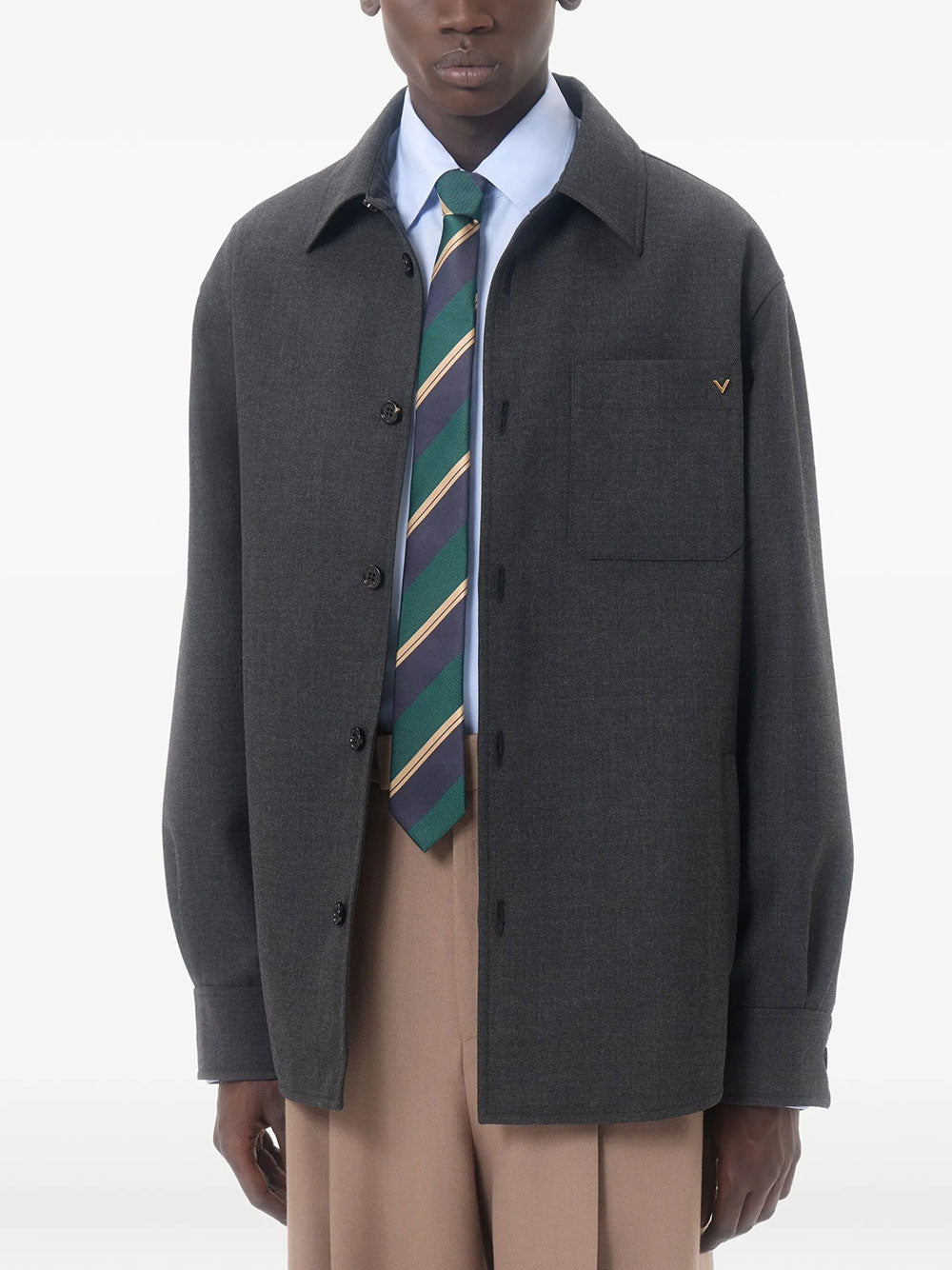 Valentino Garavani Men Valentie Jacquard Regimental Silk Tie VALENTINO GARAVANI