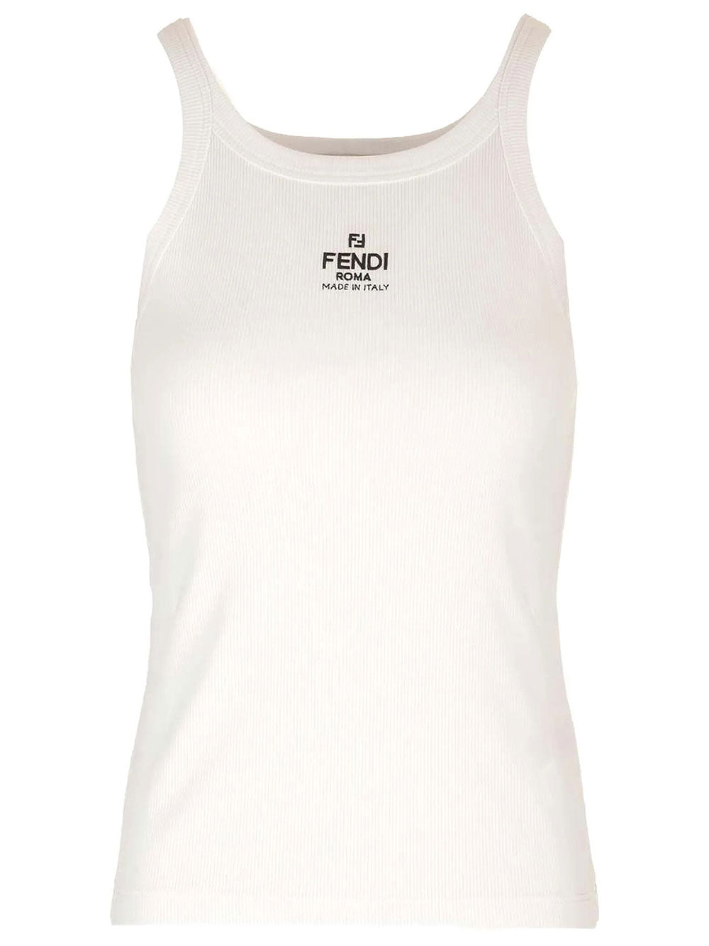 Fendi Women Fendi Ribs Top With Logo Embroidery FENDI