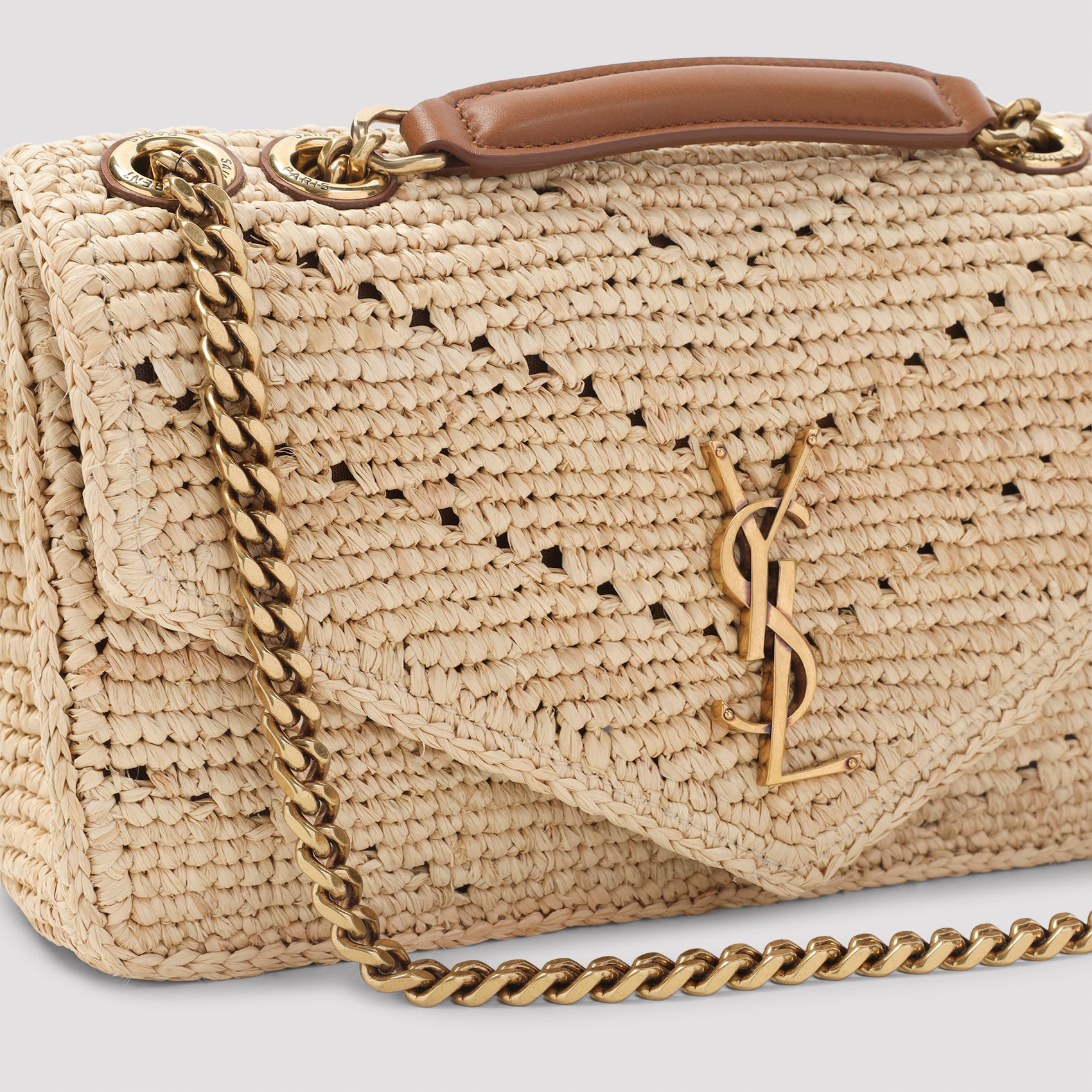 Saint Laurent Crochet Raffia Chain Bag Women SAINT LAURENT