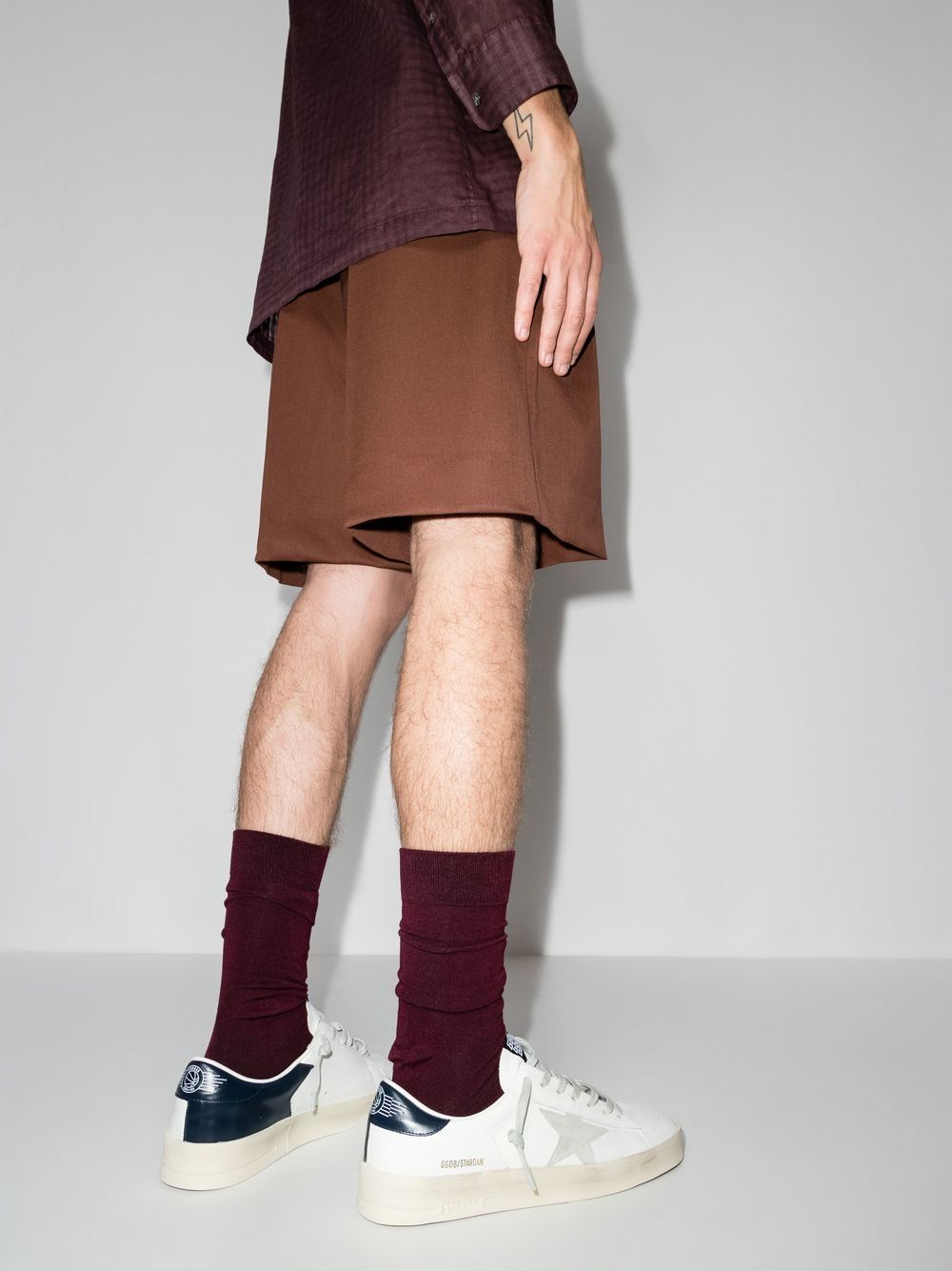 Golden Goose Men Stardan Sneakers With Ice-Gray Suede Star And Blue Heel Tab GOLDEN GOOSE