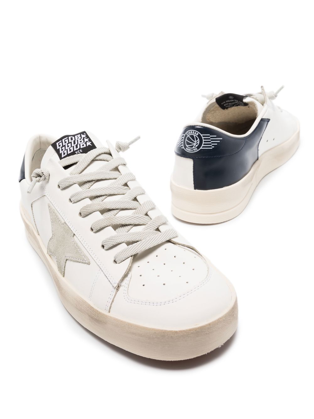 Golden Goose Men Stardan Sneakers With Ice-Gray Suede Star And Blue Heel Tab GOLDEN GOOSE