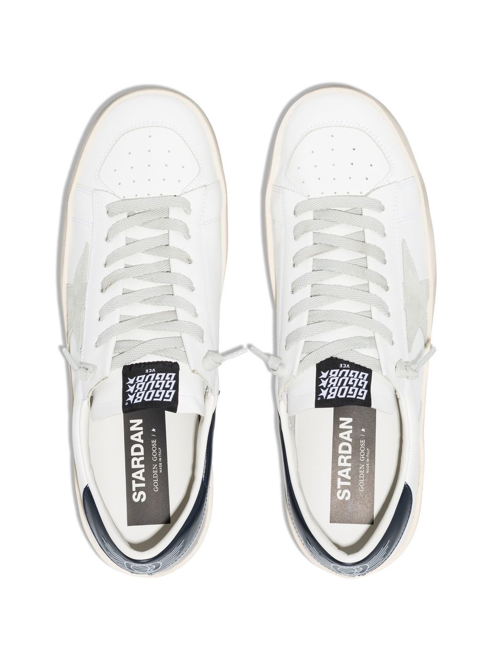 Golden Goose Men Stardan Sneakers With Ice-Gray Suede Star And Blue Heel Tab GOLDEN GOOSE