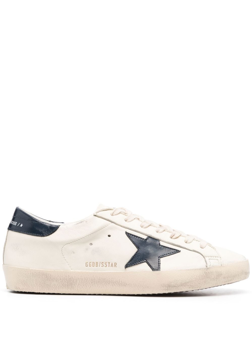 Golden Goose Men Super-Star Sneakers In Nappa Leather With Blue Star And Heel Tab GOLDEN GOOSE