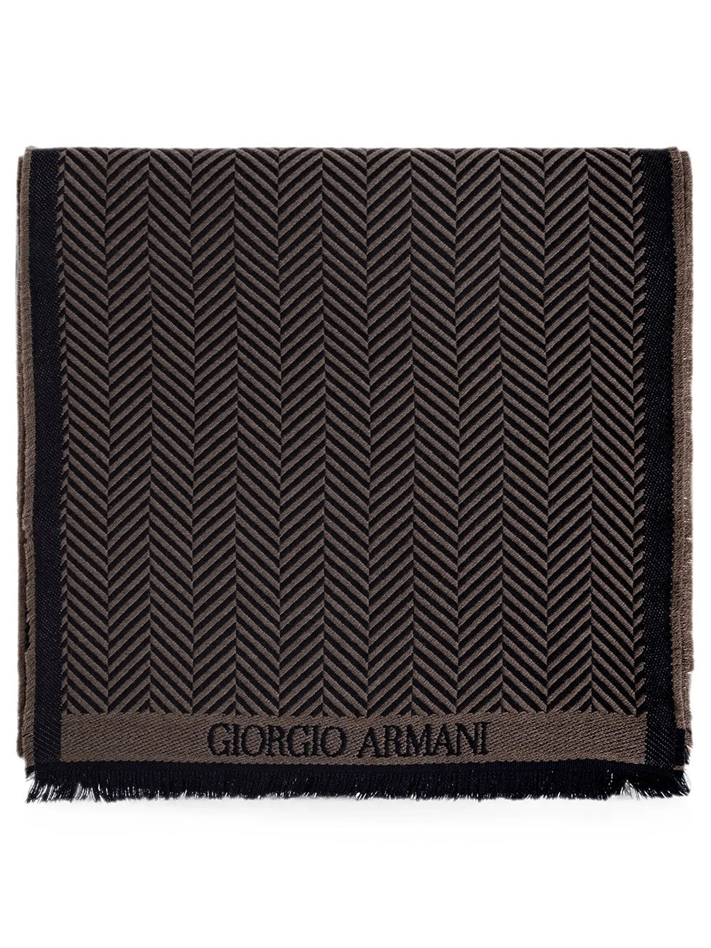 Giorgio Armani Men Sciarpa In Lana Vergine A Spina Di Pesce Con Frange GIORGIO ARMANI
