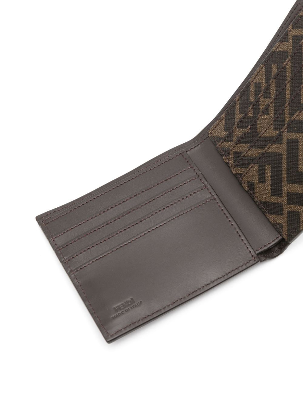Fendi Men Leather And Ff Canvas Compact Bi-Fold Wallet FENDI