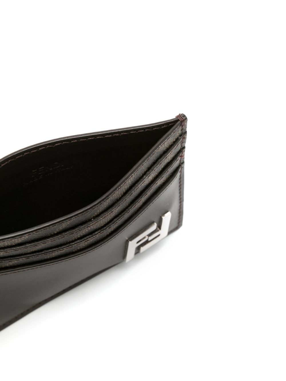 Fendi Men Leather And Ff Canvas Squared Card Holder FENDI