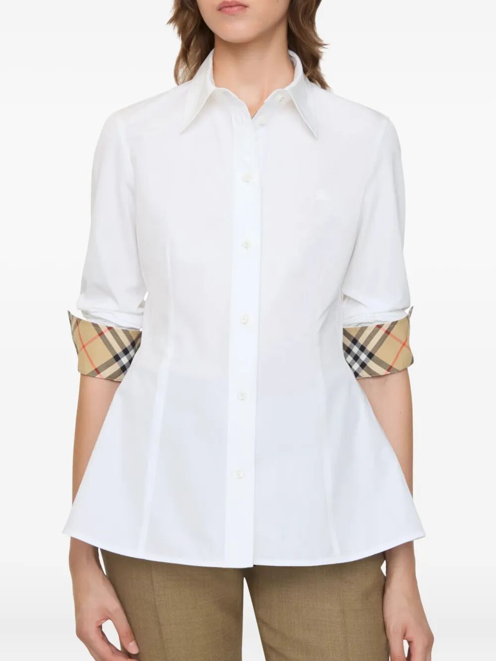 Burberry Women Eliza Cotton Shirt With Drop Waist BURBERRY