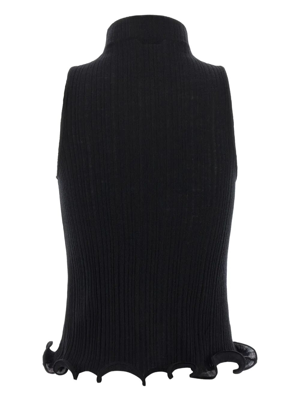 Fendi Women High Neck Fitted Sleeveless Top With Ruffles FENDI
