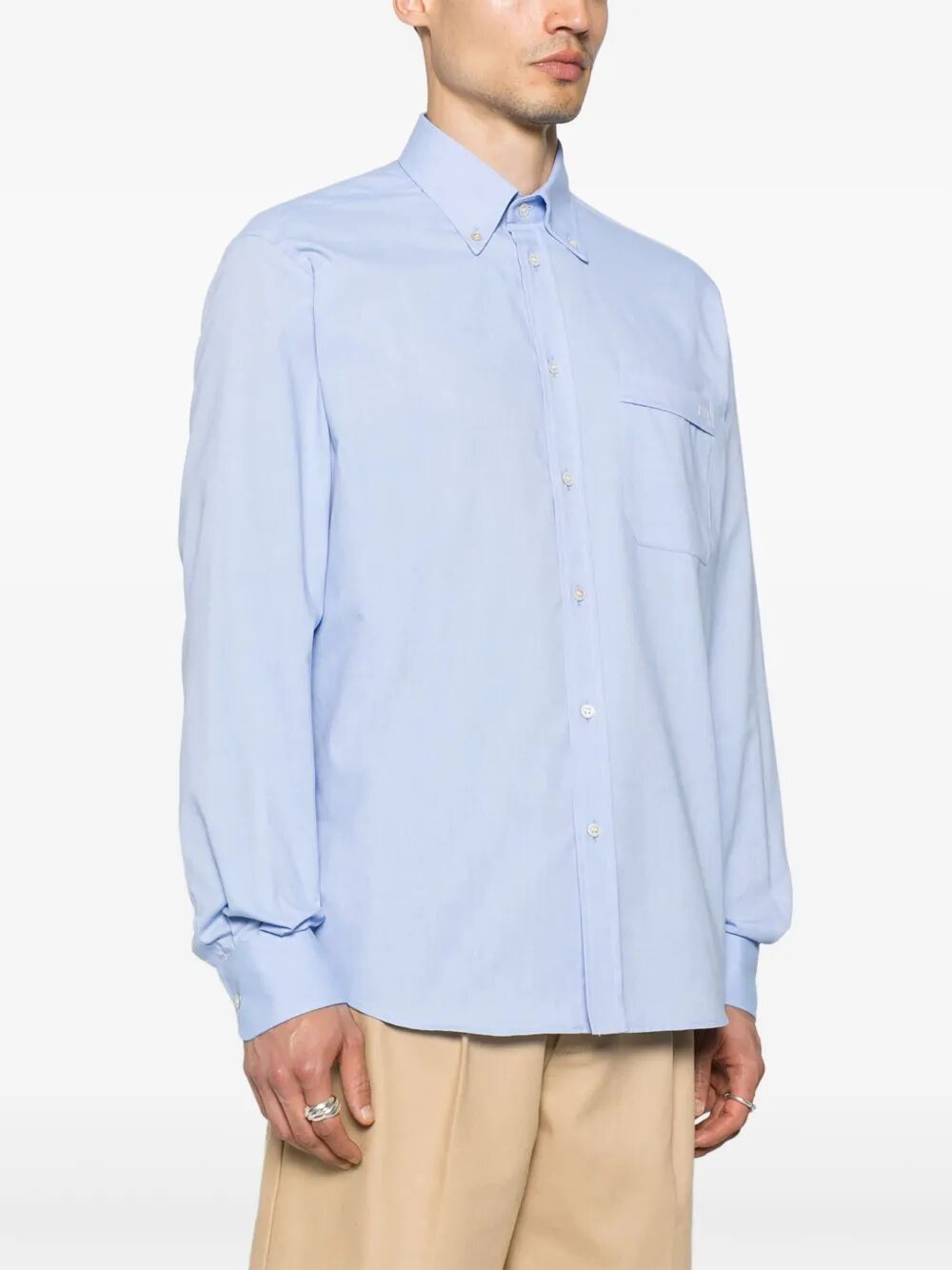 Valentino Garavani Men Cotton Oxford Shirt With Vlogo Embroidery VALENTINO GARAVANI