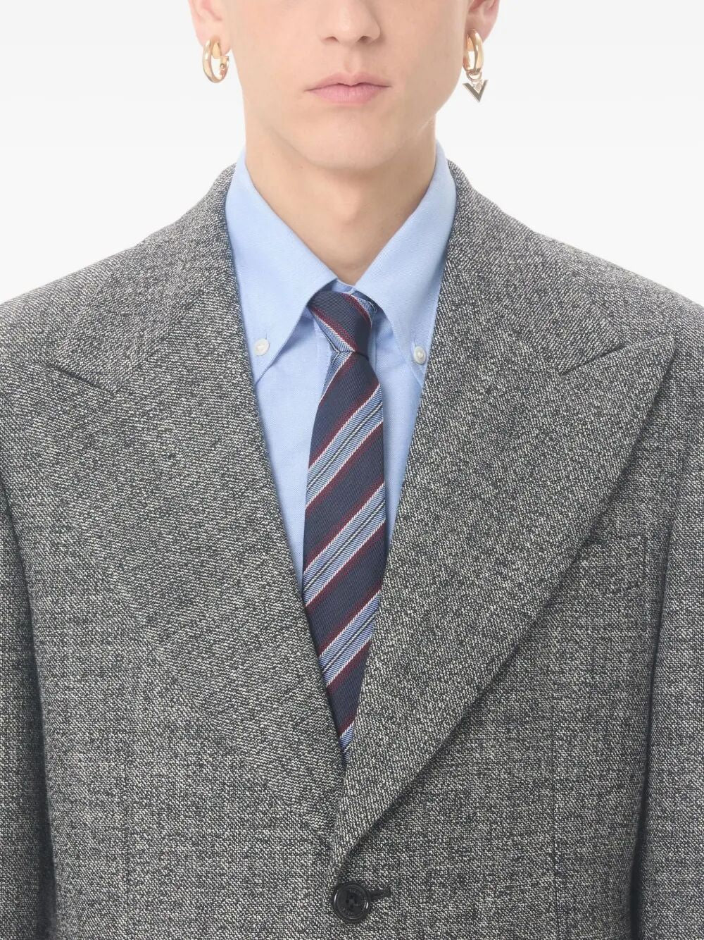 Valentino Garavani Men Valentie Jacquard Regimental Silk Tie VALENTINO GARAVANI