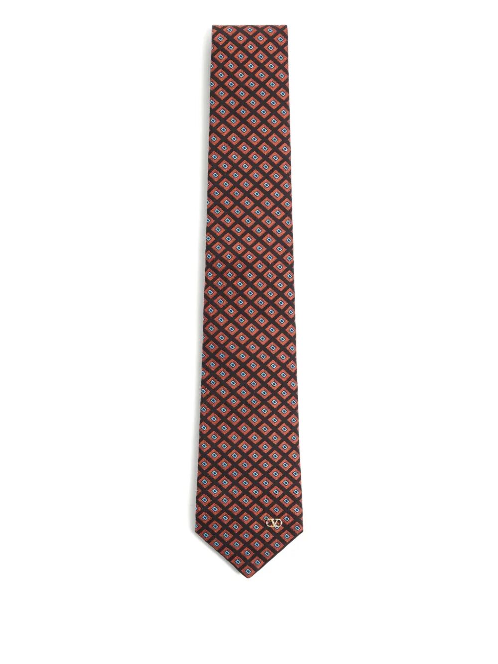 Valentino Garavani Men Valentie Cotton Jacquard Tie With Chamber Pattern And Vlogo Signature Detail VALENTINO GARAVANI