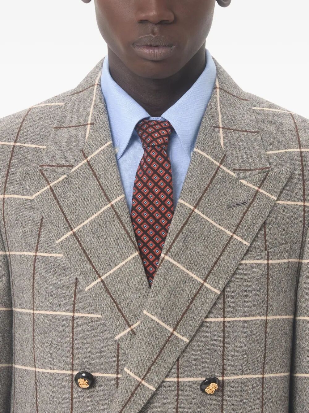 Valentino Garavani Men Valentie Cotton Jacquard Tie With Chamber Pattern And Vlogo Signature Detail VALENTINO GARAVANI