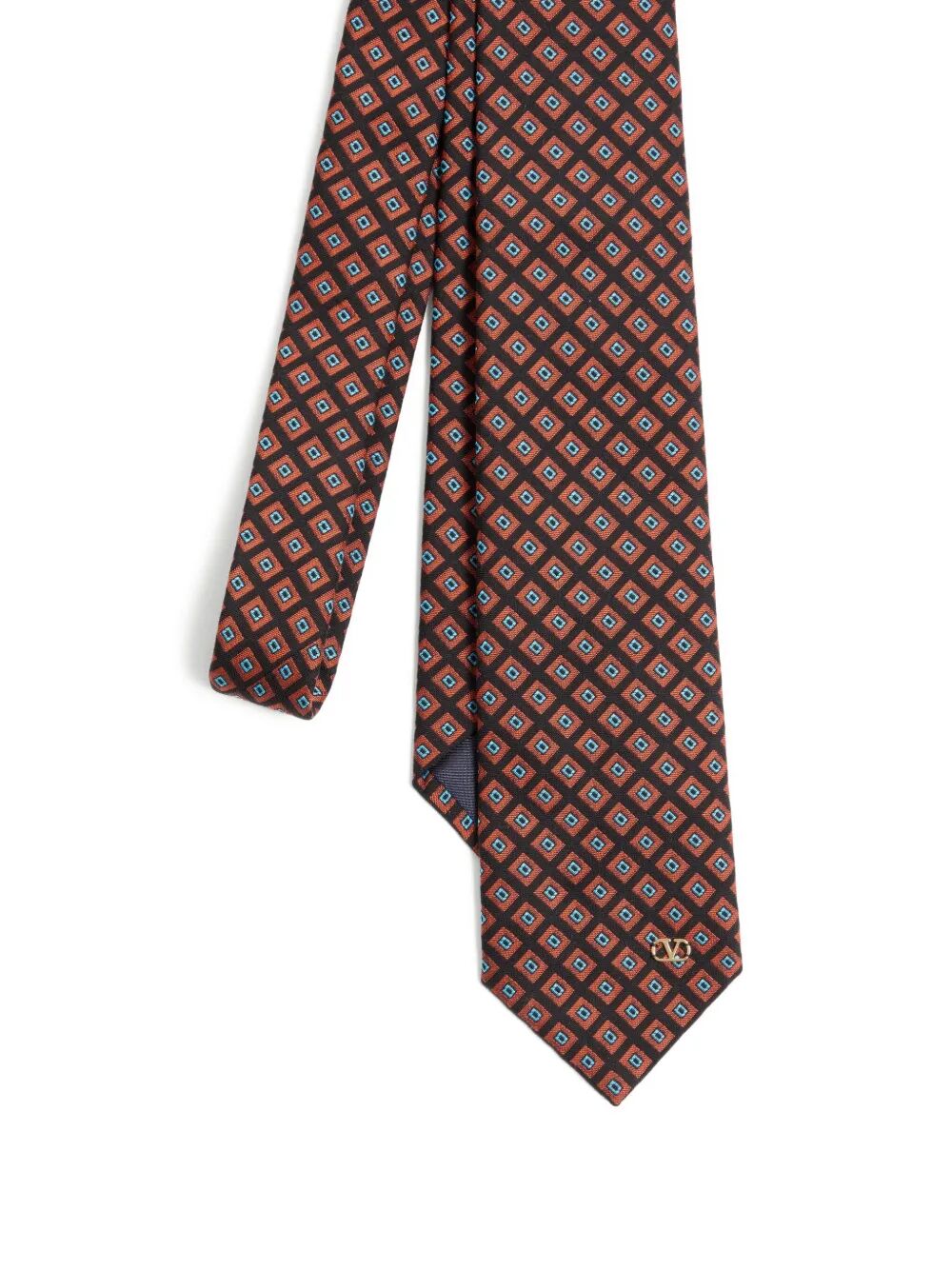 Valentino Garavani Men Valentie Cotton Jacquard Tie With Chamber Pattern And Vlogo Signature Detail VALENTINO GARAVANI