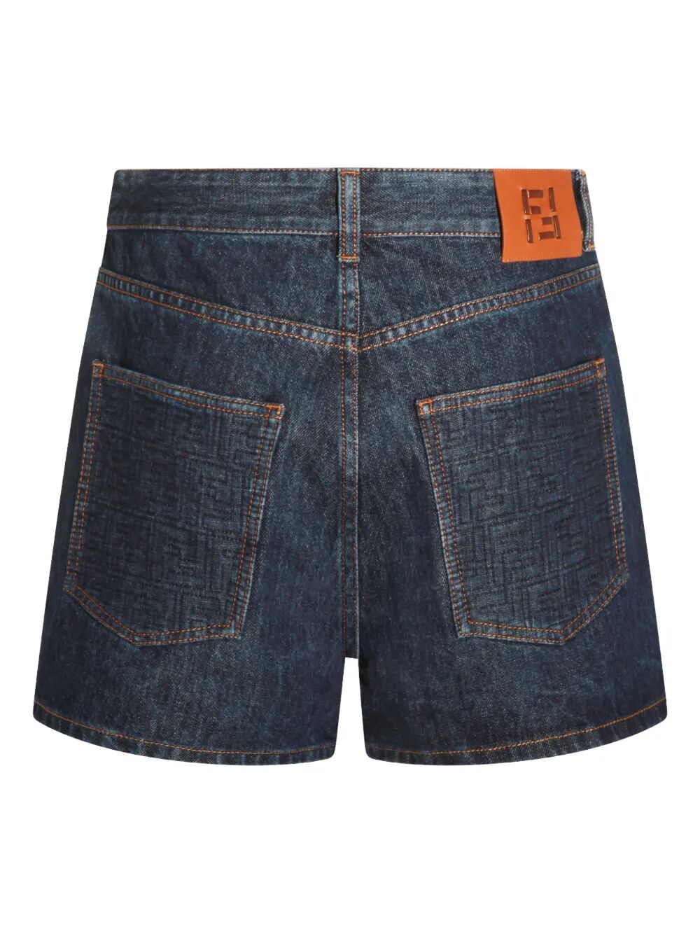 Fendi Women Flared Denim Shorts With Quilted Ff Motif FENDI