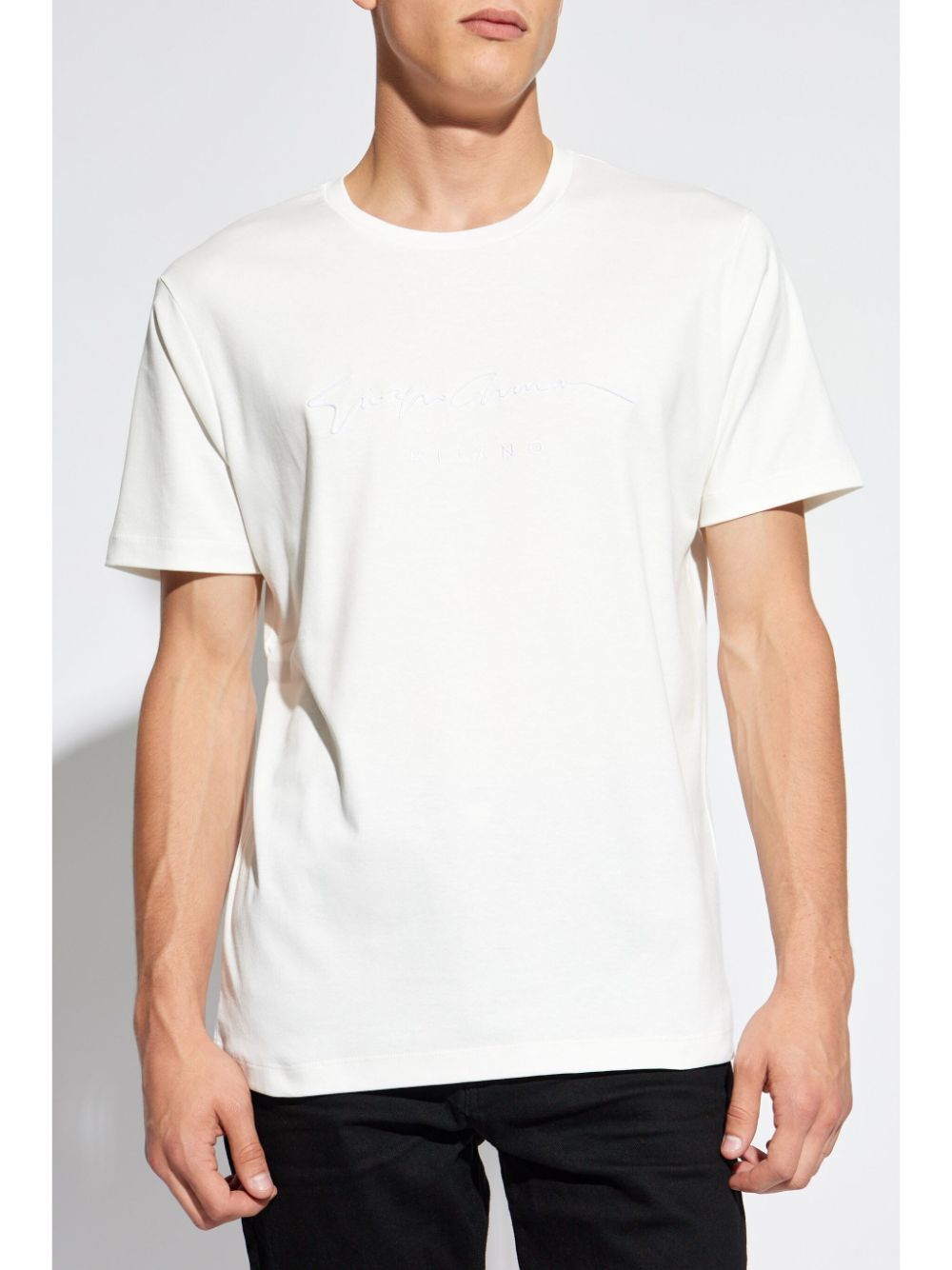 Giorgio Armani Men Pure Cotton Interlock Signature Logo T-Shirt GIORGIO ARMANI