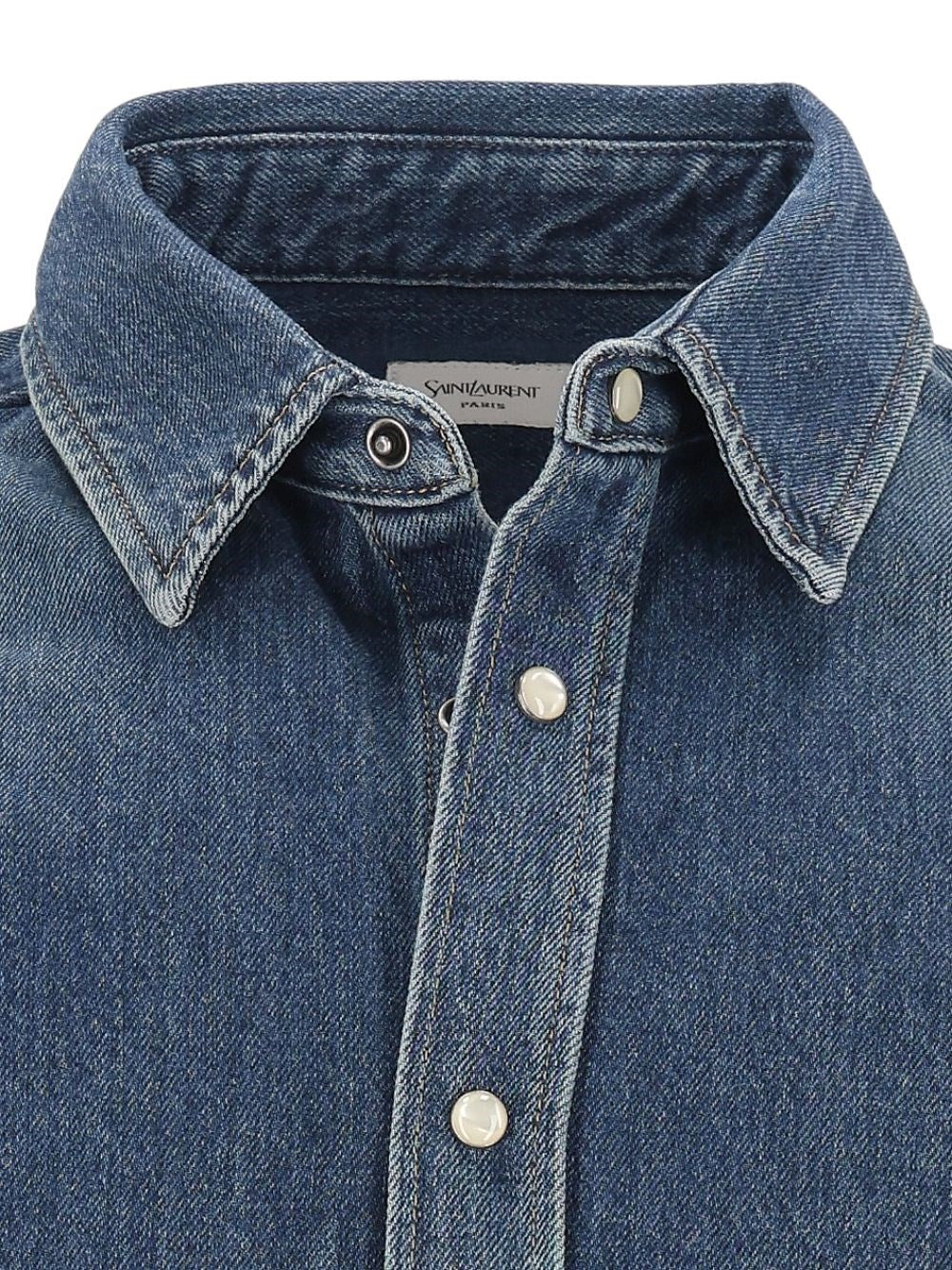 Saint Laurent Men Cassandre Denim Shirt SAINT LAURENT