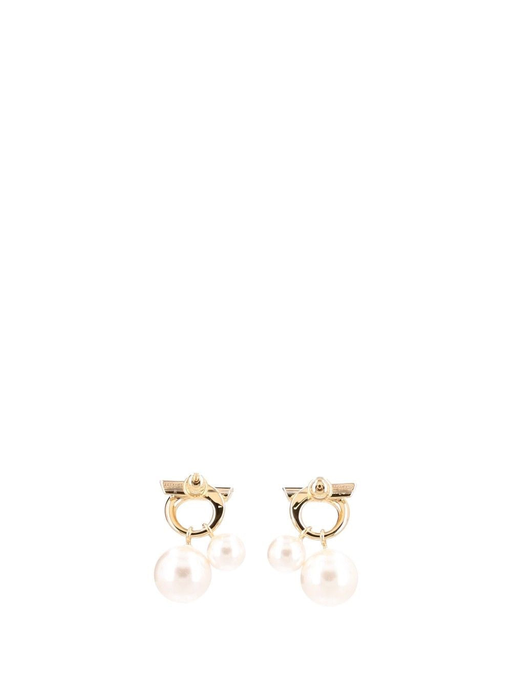 Ferragamo Women Gancini Earrings With Pearl-Effect Pendants FERRAGAMO