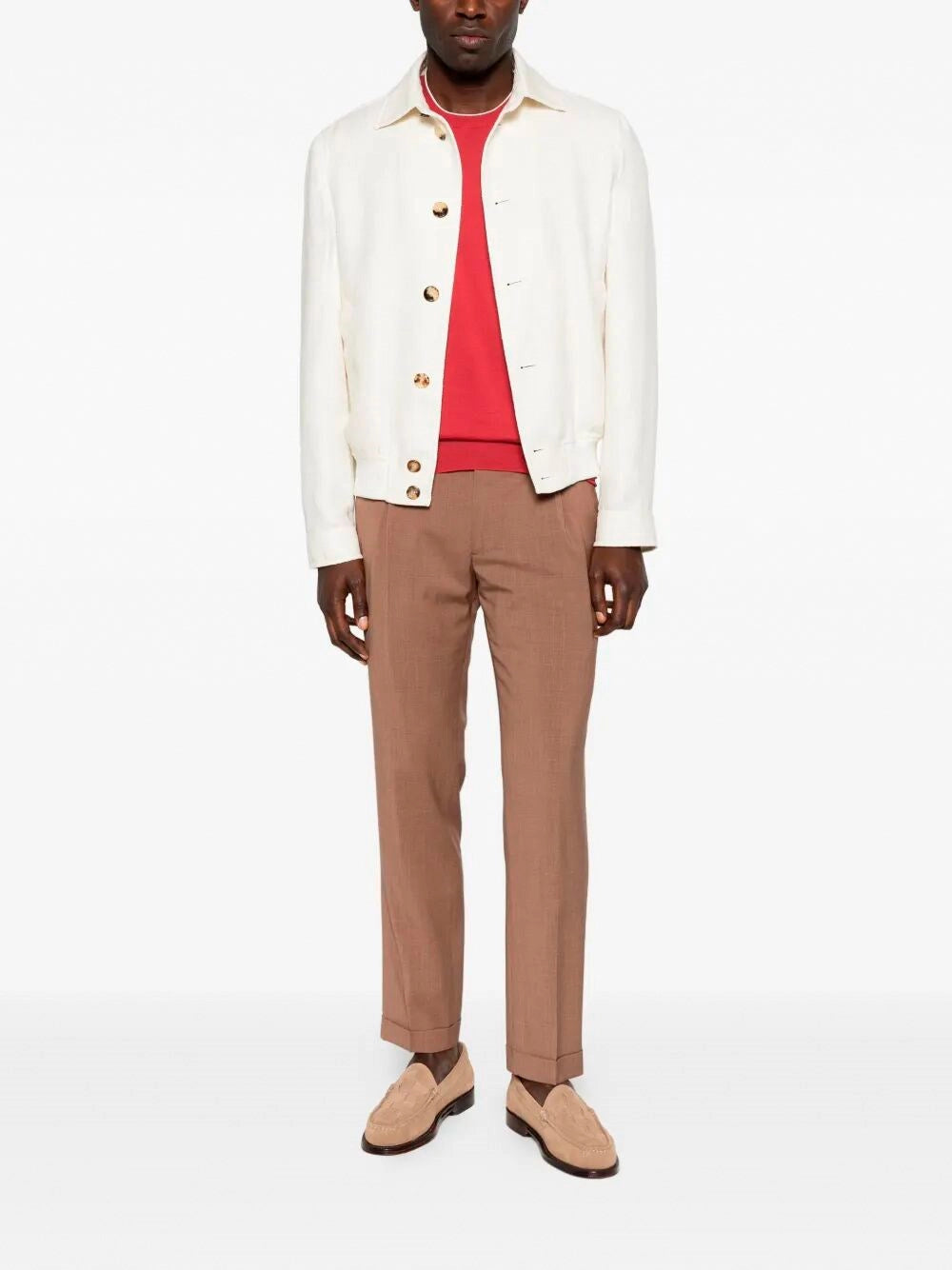 Brunello Cucinelli Men Cotton Lightweight Knit T-Shirt With Contrast Details BRUNELLO CUCINELLI