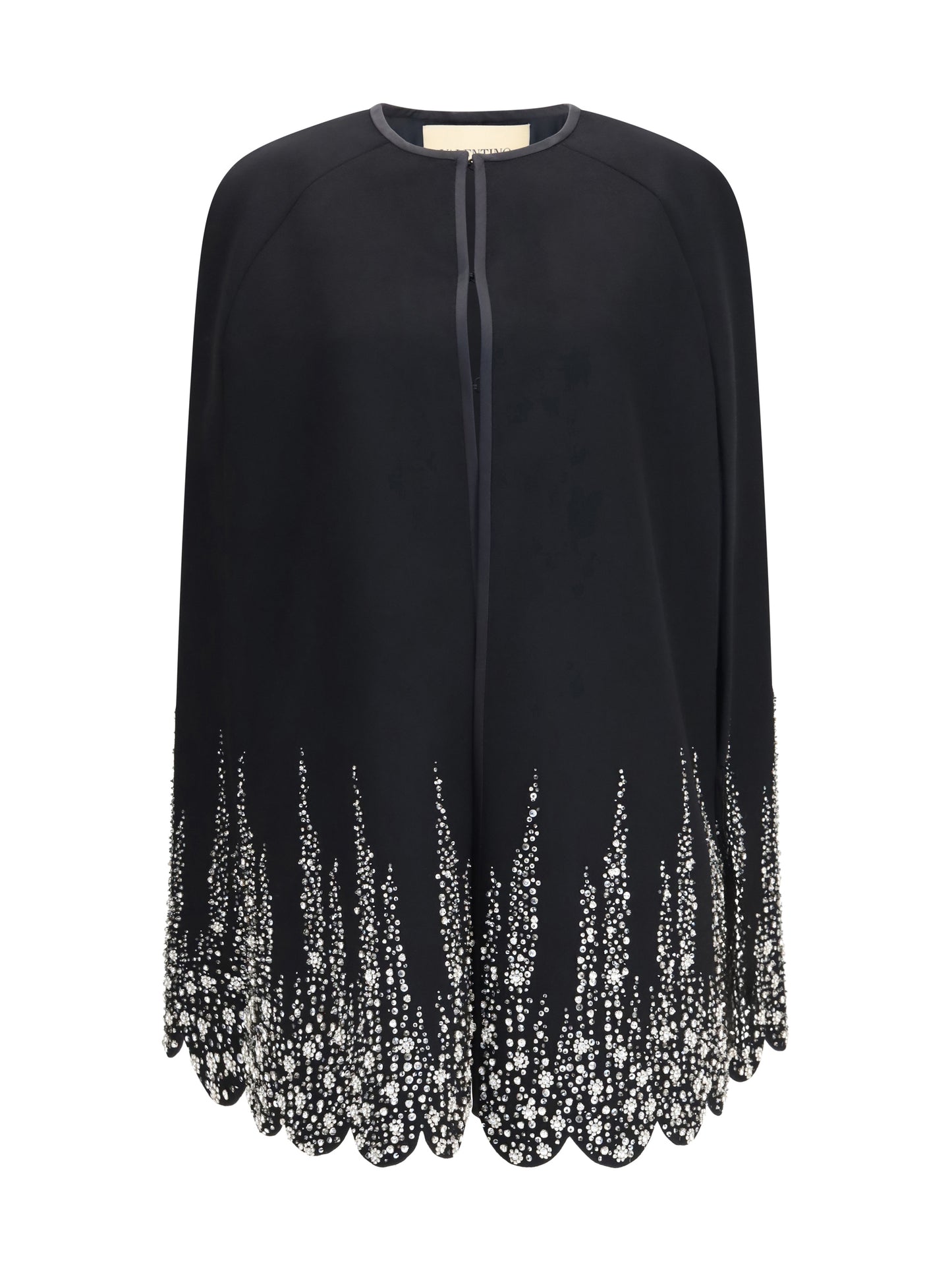 Valentino Women Compact Drap Cape With Degradé Rhinestone Embroidery VALENTINO
