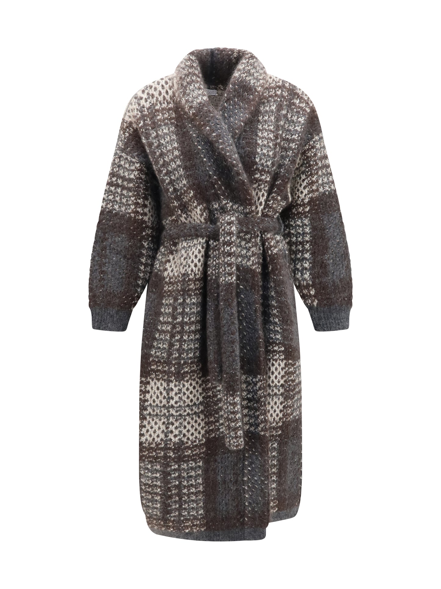 Brunello Cucinelli Women Macrocheck Mohair Blend Coat With Belt BRUNELLO CUCINELLI