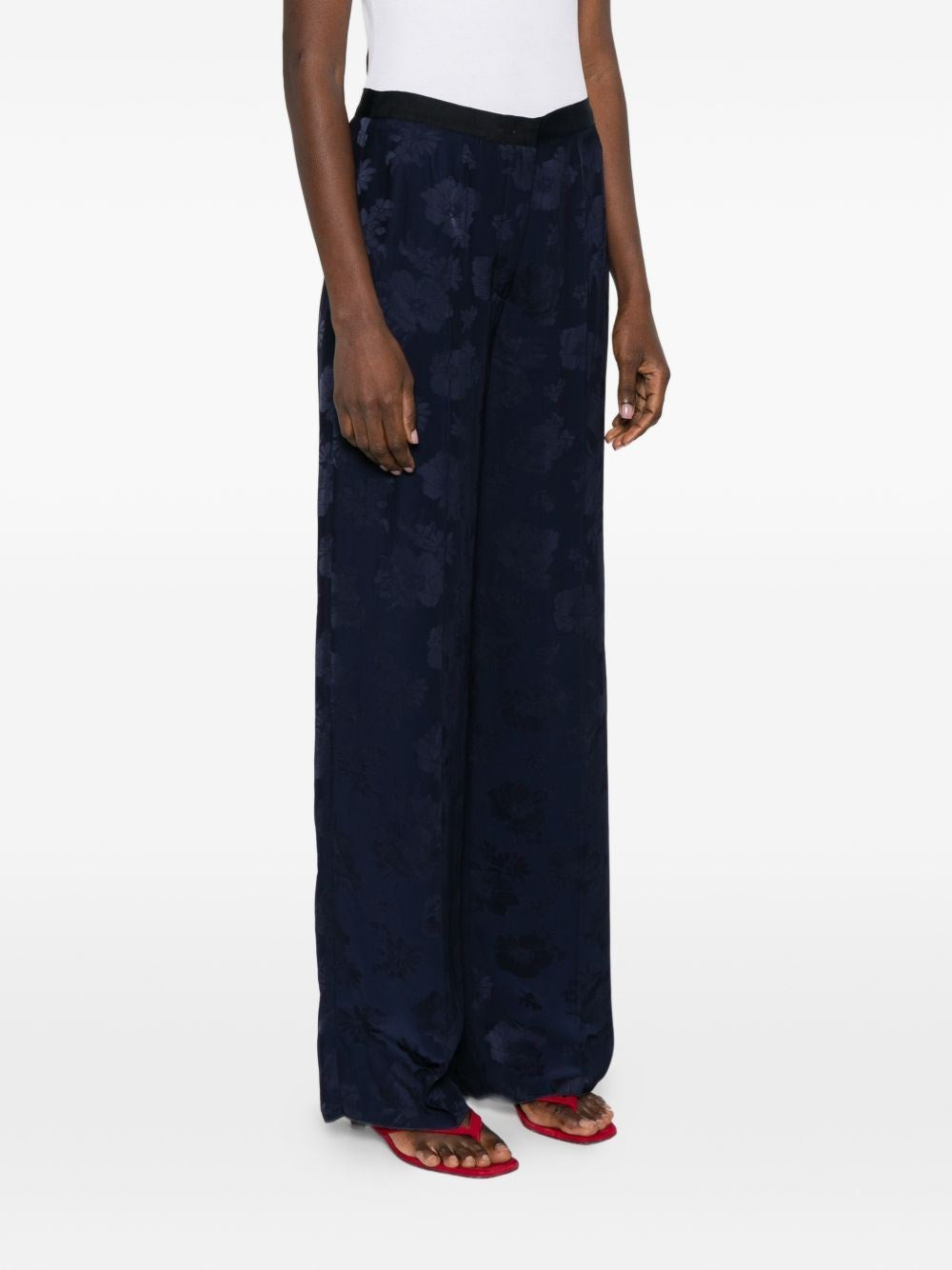 Forte_Forte Women Fluid Bouquet Jacquard High Waist Straight Pants FORTE FORTE