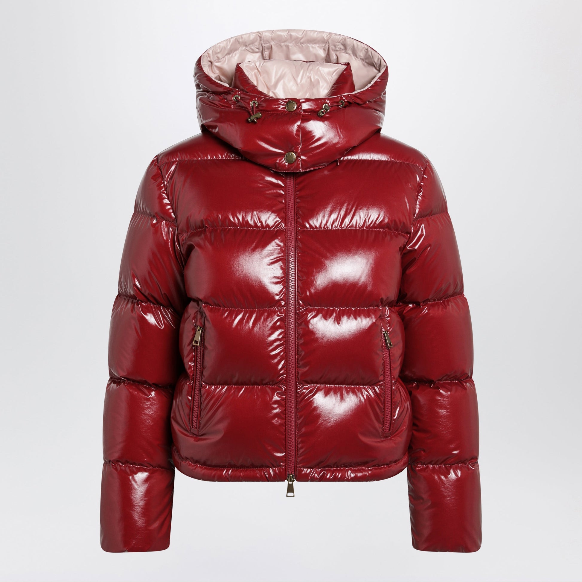 Moncler Niveole Cropped Down Jacket In Glossy Nylon Red Women MONCLER