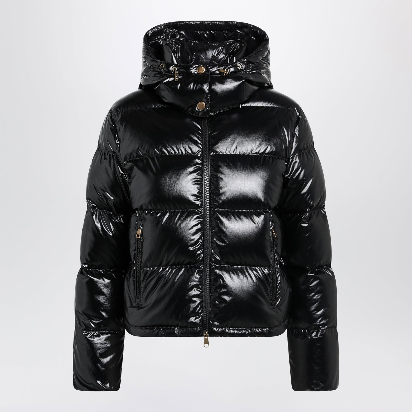 Moncler Niveole Cropped Down Jacket In Glossy Nylon Black Women MONCLER