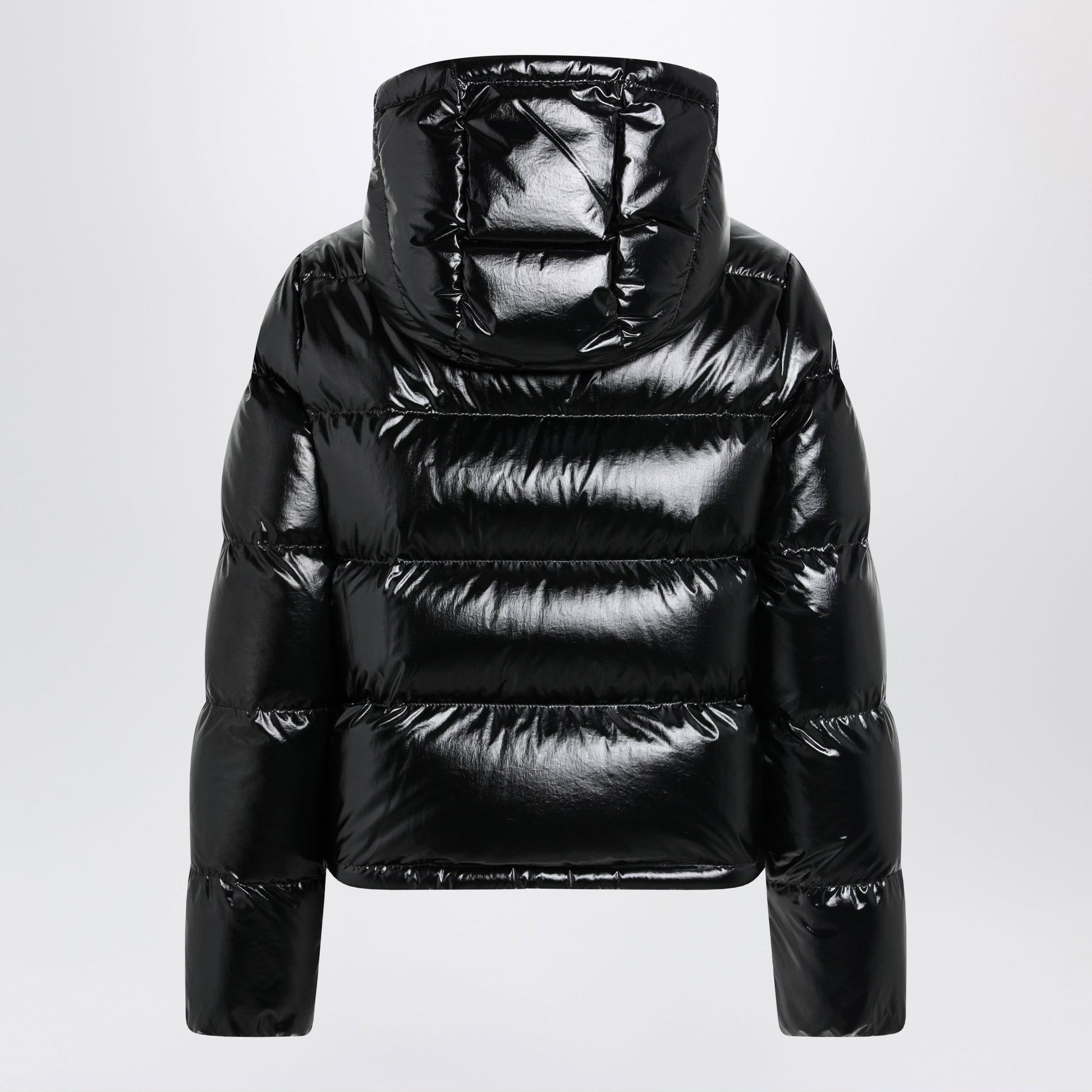 Moncler Niveole Cropped Down Jacket In Glossy Nylon Black Women MONCLER