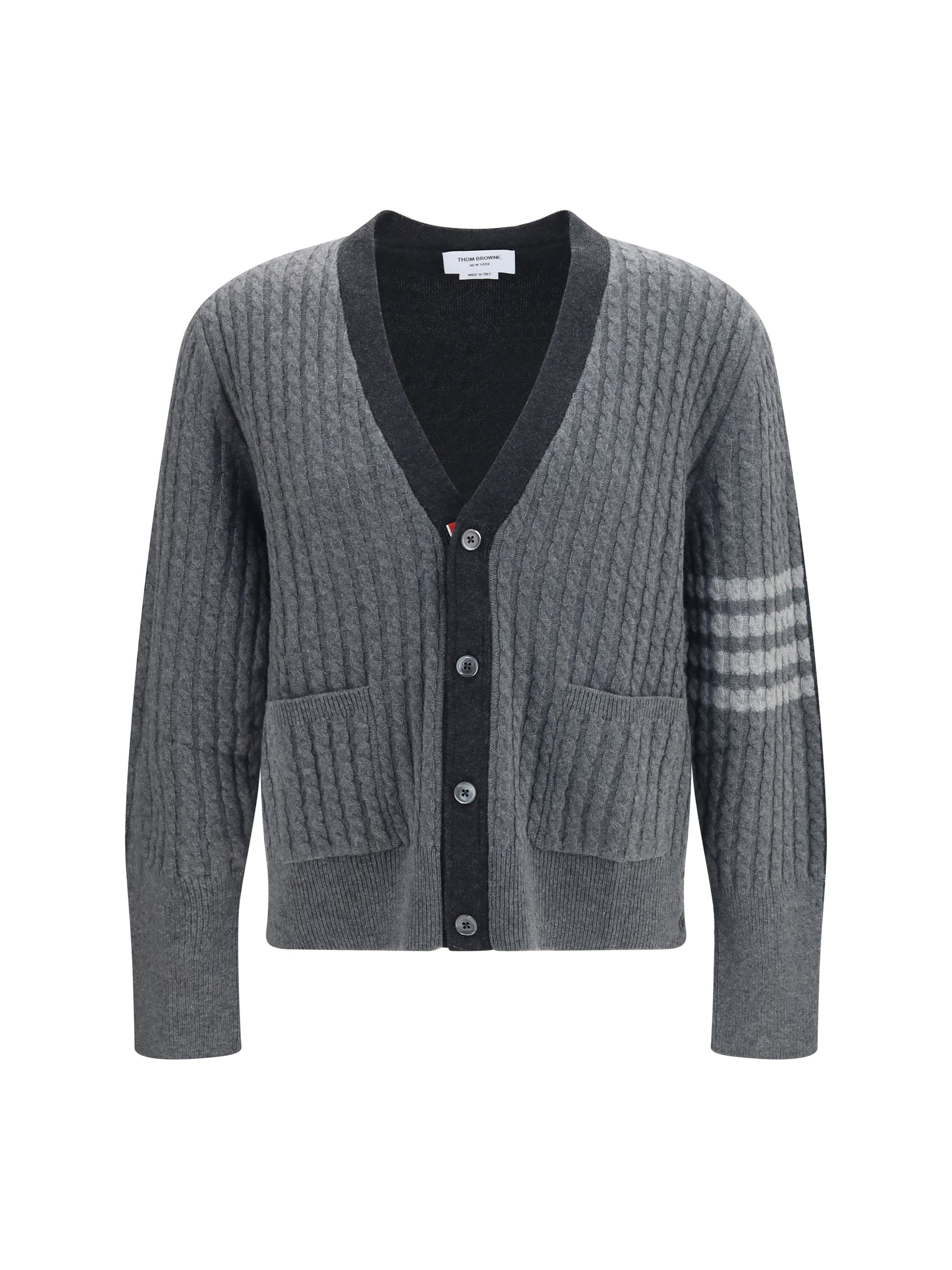 Thom Browne Men Virgin Wool V-Neck Cardigan THOM BROWNE