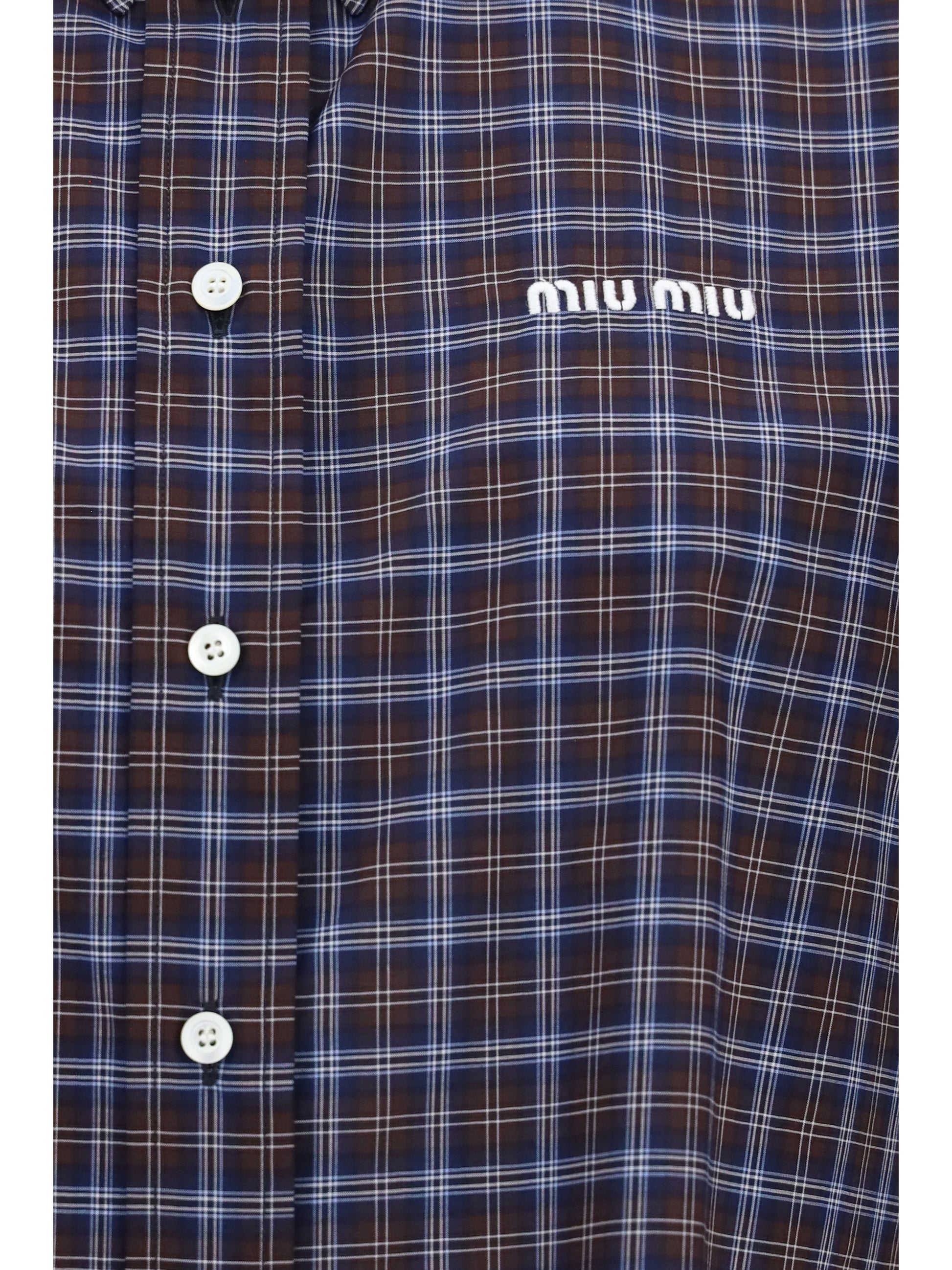 Miu Miu Women Checked Embroidered Shirt MIU MIU