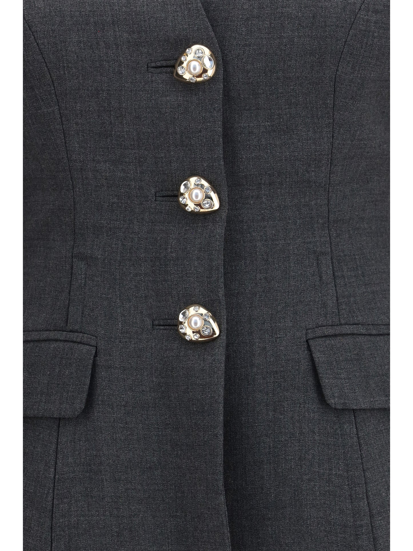 Self-Portrait Women Collarless Wool Jacket SELF-PORTRAIT