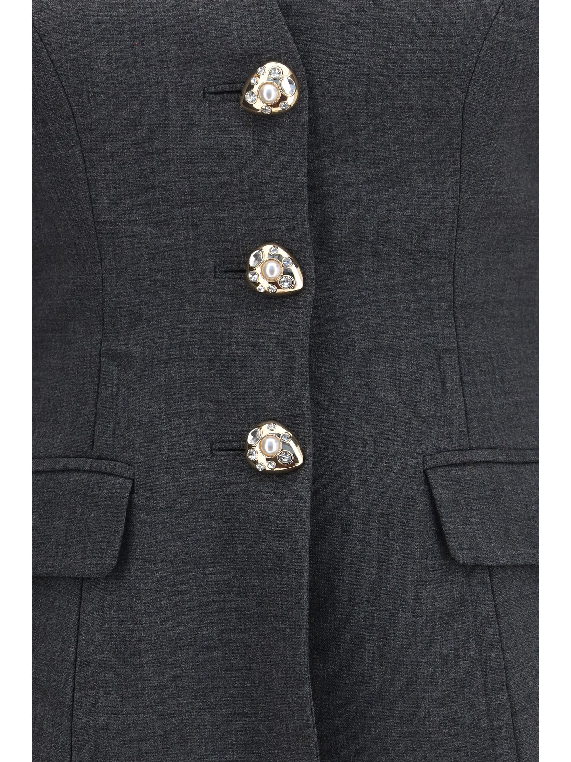 Self-Portrait Women Collarless Wool Jacket SELF-PORTRAIT