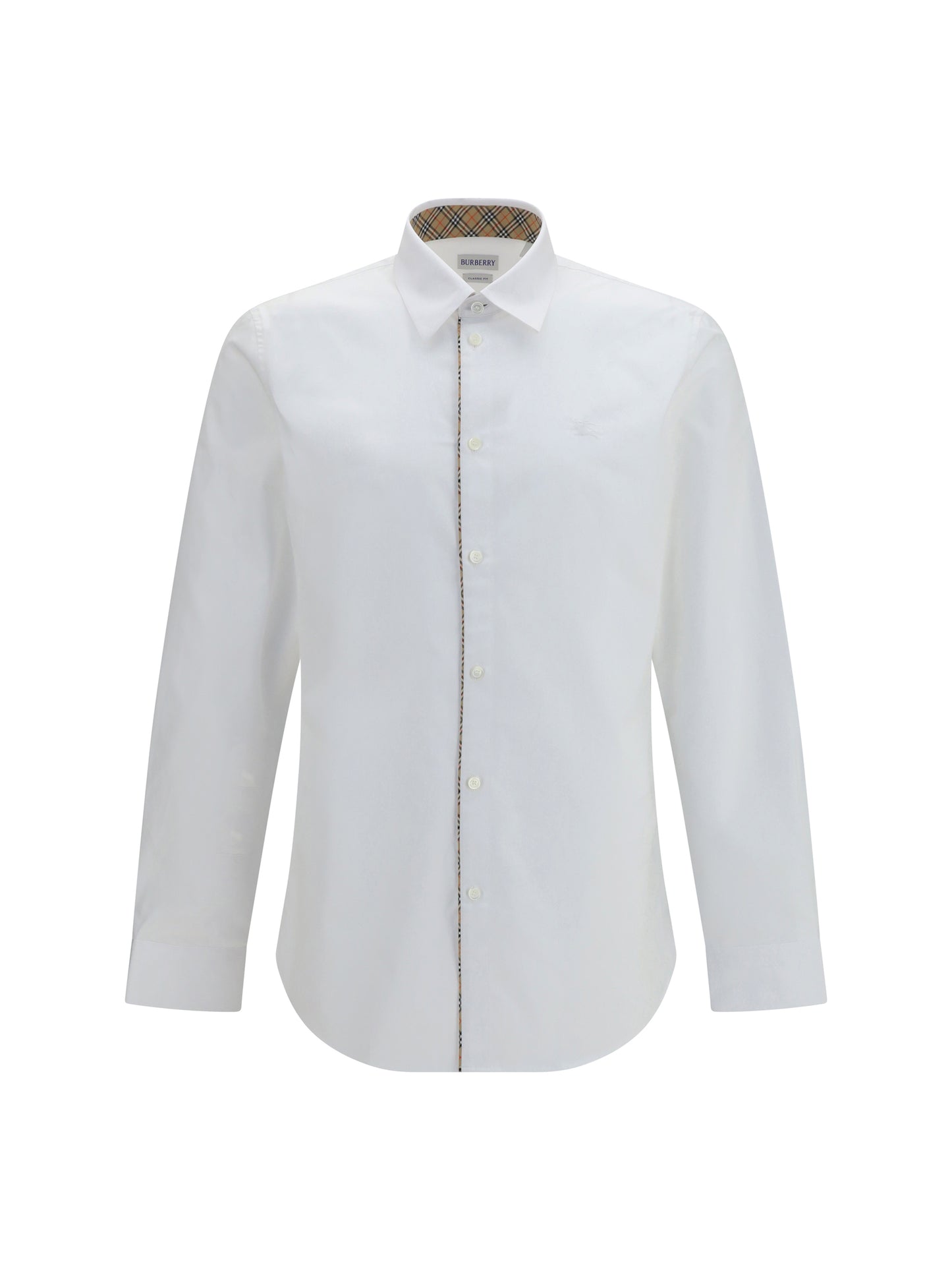 Burberry Men Cotton Shirt With Check Trims BURBERRY